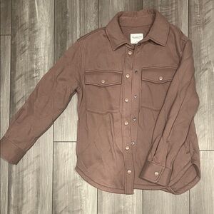 Abercrombie & Fitch Brown Quilted Button-Down Shirt Jacket